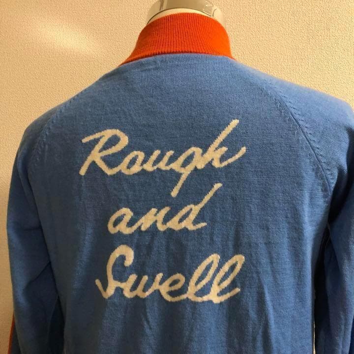 ラフアンドスウェル★ダブルジップ ウール混 ニット ジャケット★ライトブルー M