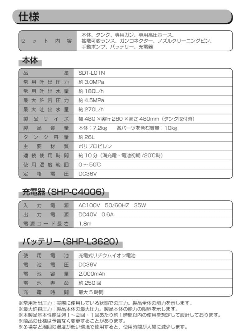 高圧洗浄機　コードレス　アイリスオーヤマ　SDT- L01N