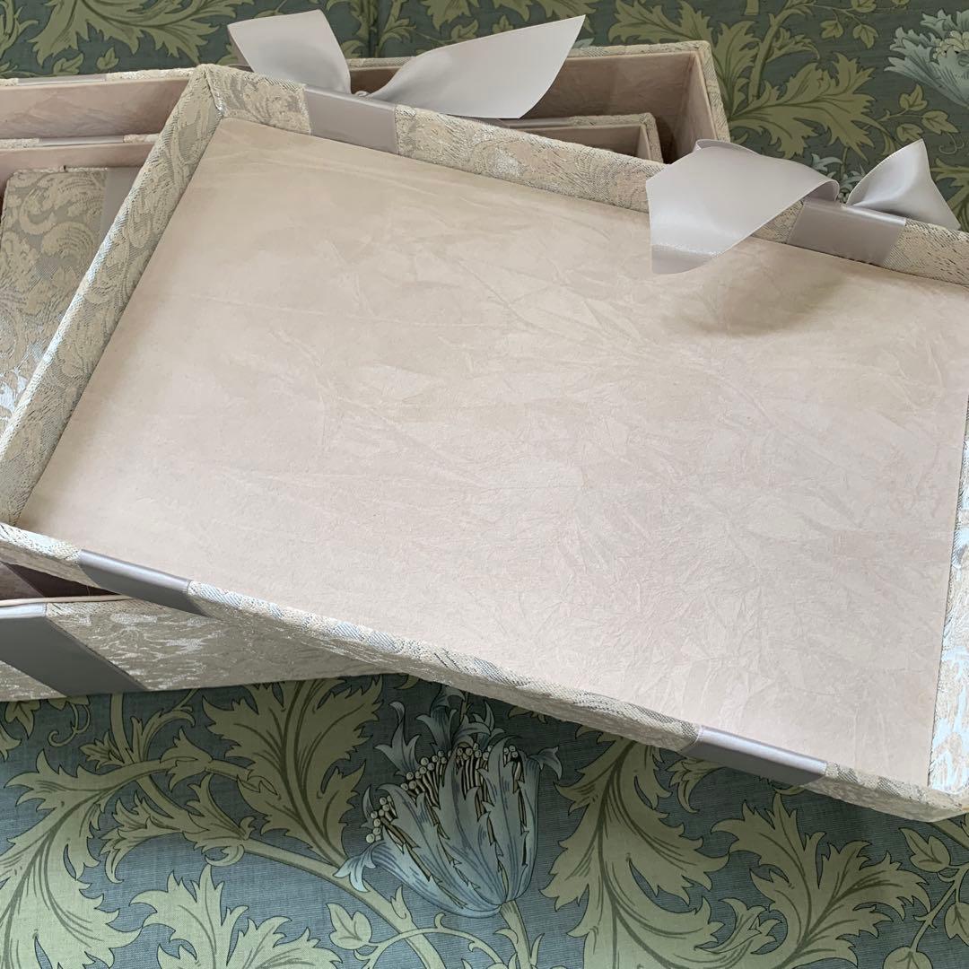 ＊インテリア雑貨 / リボン カルトナージュ 収納Box (3Pセット)小物入れ