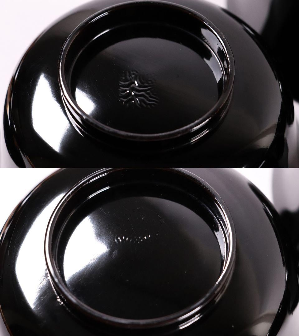 木製漆器 菊花蒔絵 黒塗 椀 五客 漆芸 茶懐石 会席道具 草花【MA286】