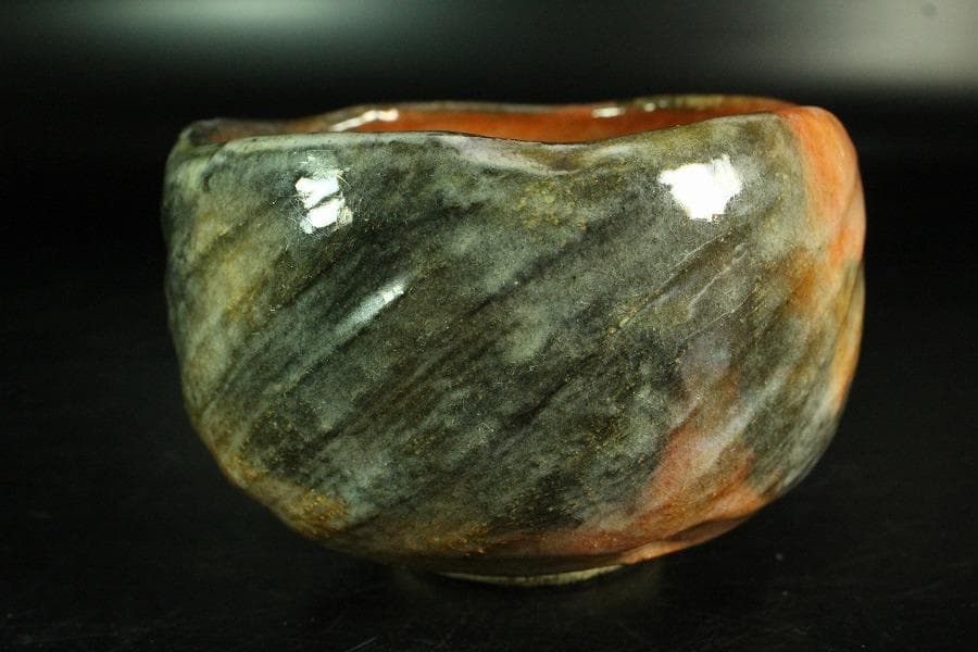 茶道具 小川長楽作 赤楽茶碗 書付(K-XA949)