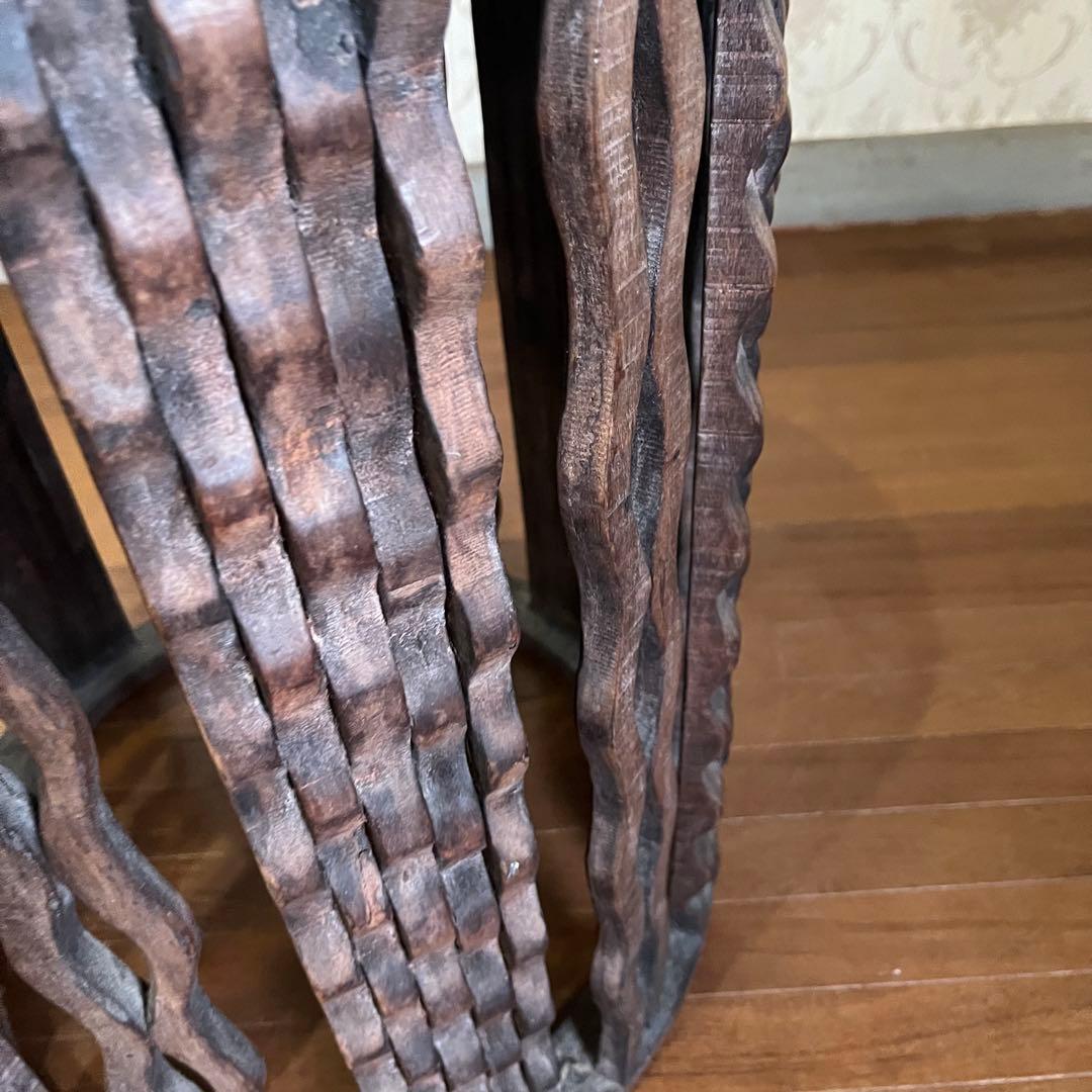 【アンティーク】② アジアン家具 木製 彫刻 木彫り サイドテーブル 古家具