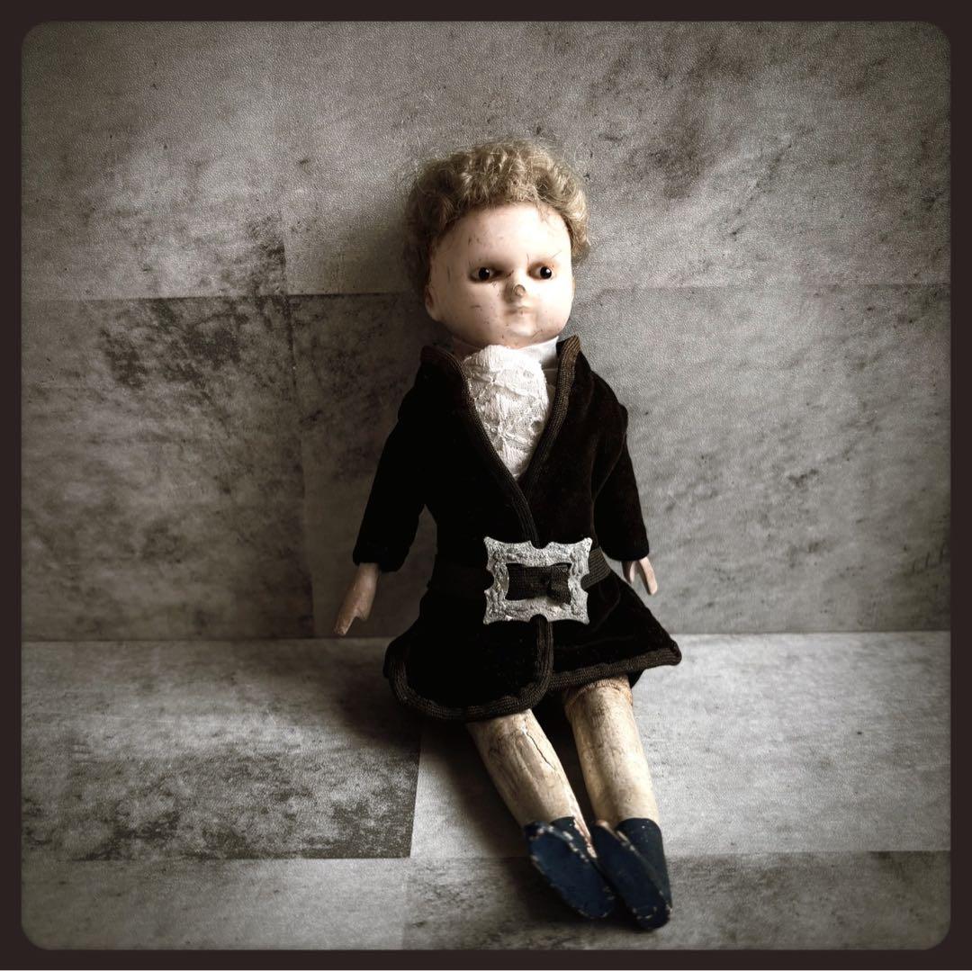 レアアンティーク　 ブロンドの男の子 ショルダーヘッドワックスドール