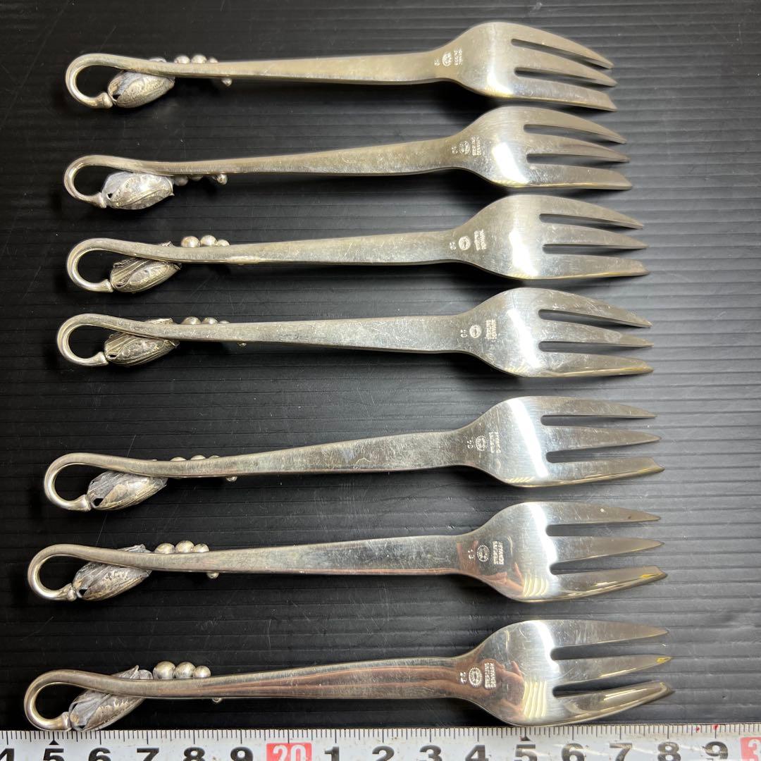 ジョージジェンセン　最高級ブロッサム　デザートフォーク　7本　202g 共袋