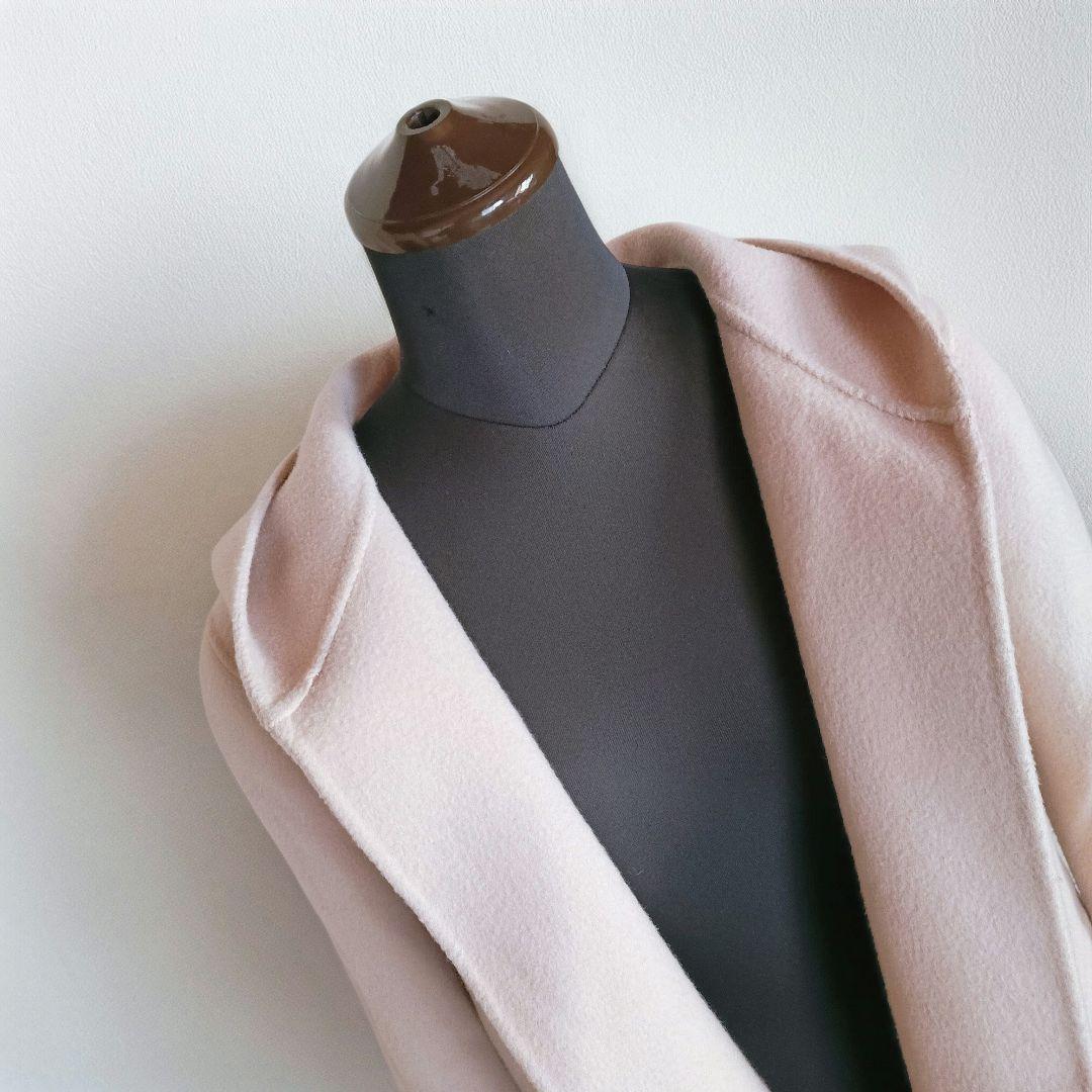 セオリー　ウール＆カシミヤリバーシブル　フーディーリバーコート　優しいピンク