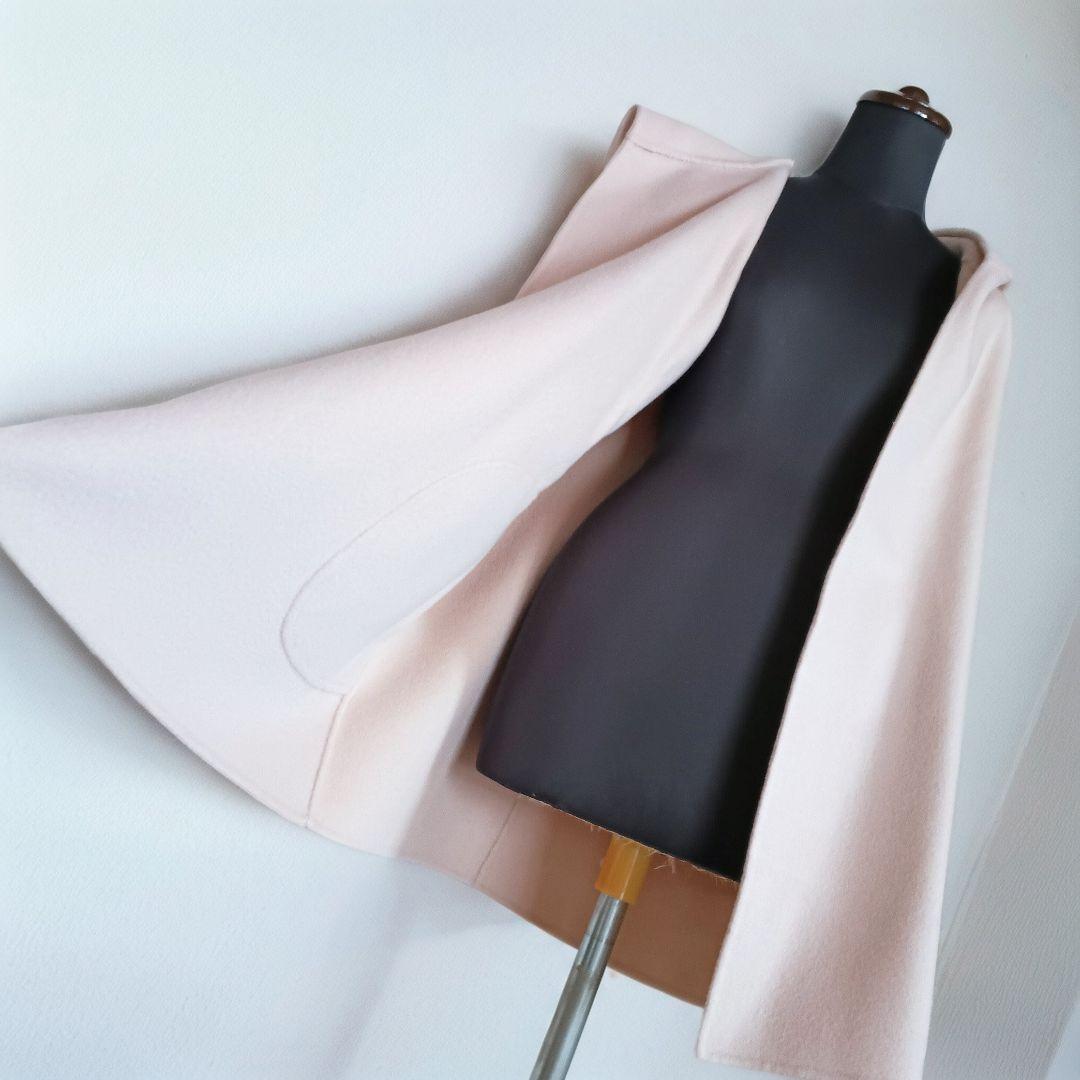 セオリー　ウール＆カシミヤリバーシブル　フーディーリバーコート　優しいピンク