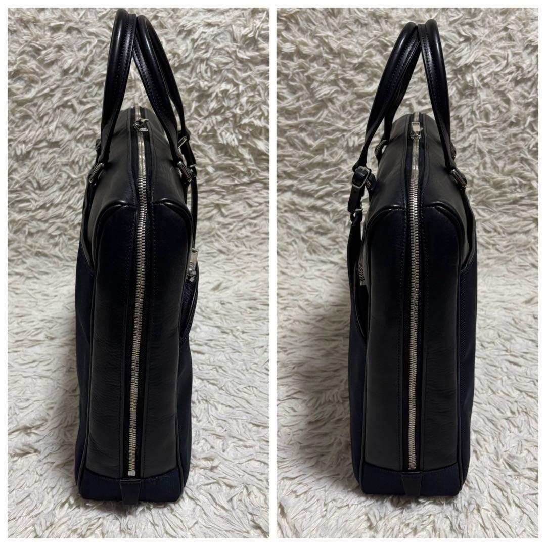 ポーター ロウ ブリーフバッグ ビジネス PC収納　ブラック×ネイビー L