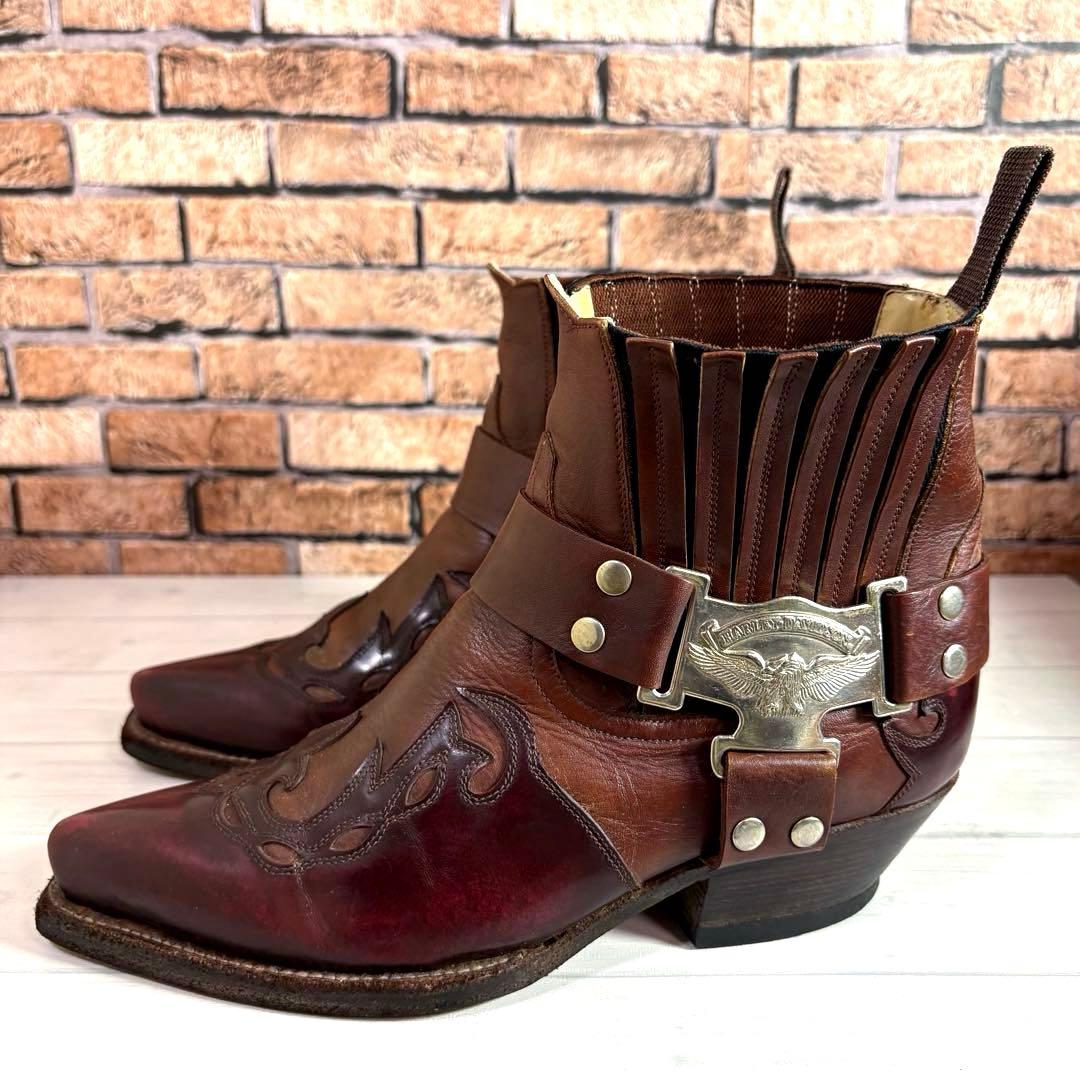 HARLEY-DAVIDSON■ウエスタンブーツ✨リング サイドゴア スチール