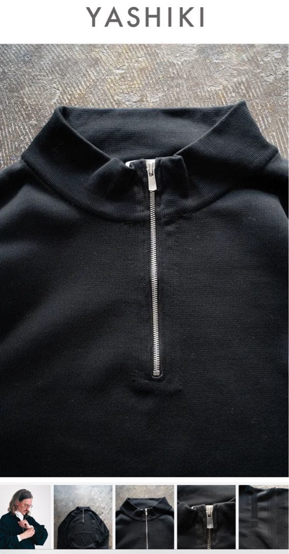 トップス YASHIKI Harukaze Half Zip Knit(BLACK)