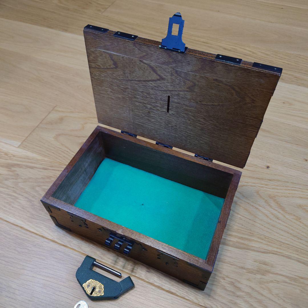 【アンティーク】千両箱型貯金箱？(錠前カギ付き)