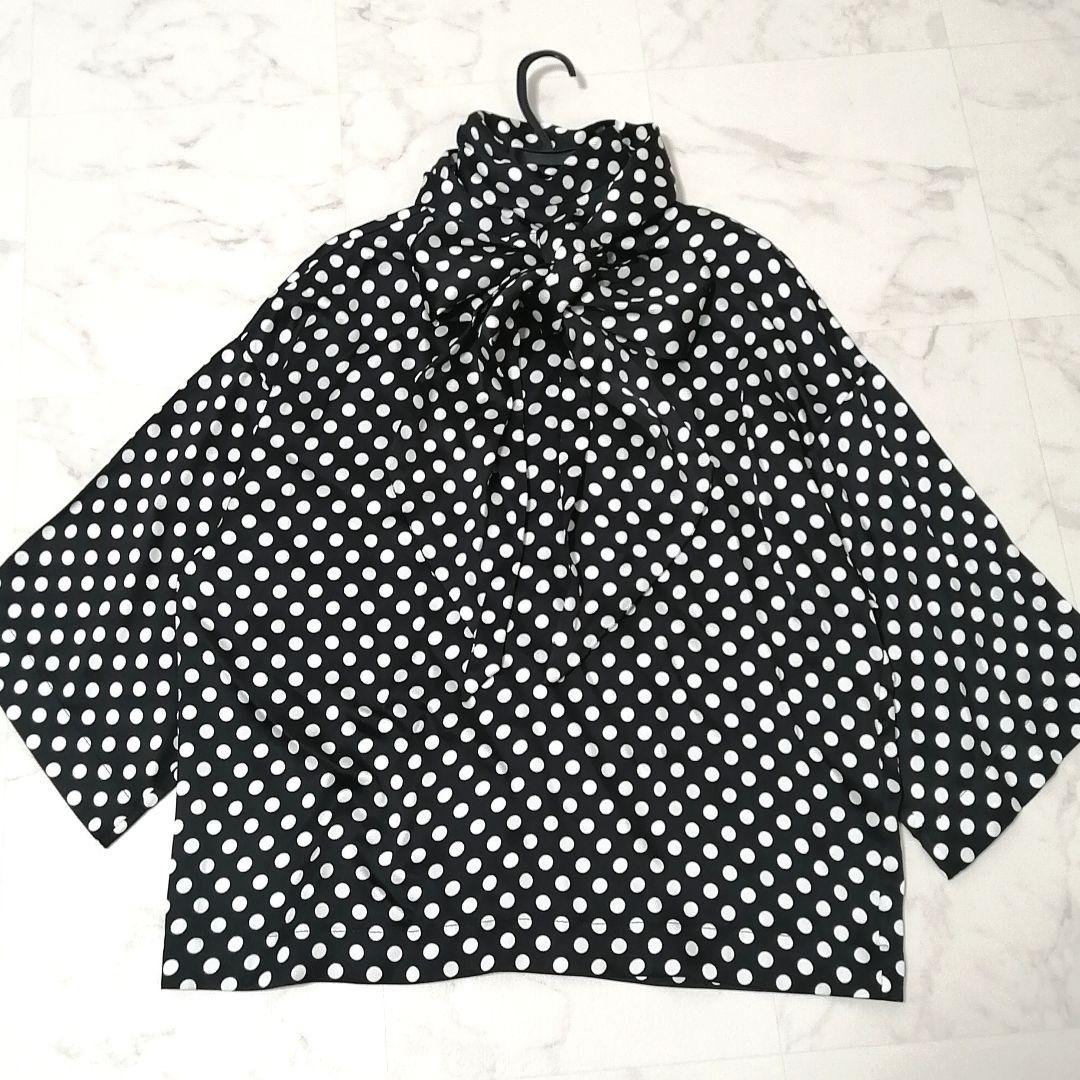極美品✨ サンローラン　近年モデル　ドット ブラウス　ボウタイ　リボン　ゆったり
