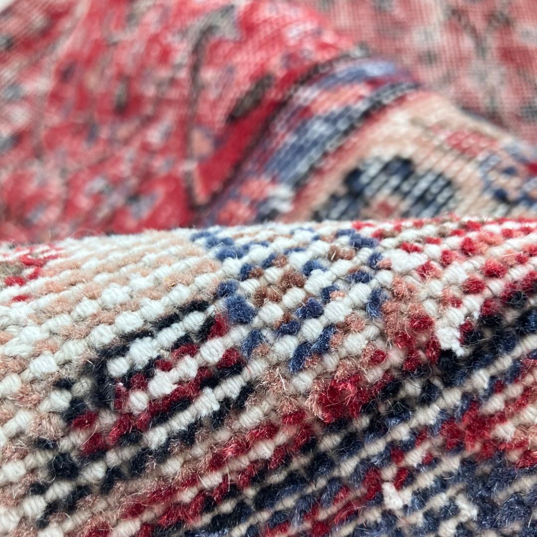 レッド64×222フローラル　ミルキー　ランナー　ロング　トルコヴィンテージラグ