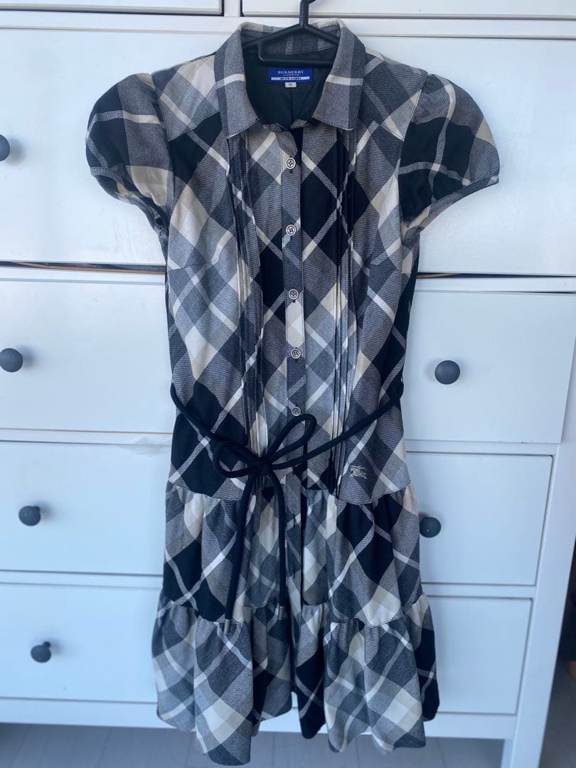 バーバリーブルーレーベルチェック柄 ワンピース 36ウエストリボン付き 美品