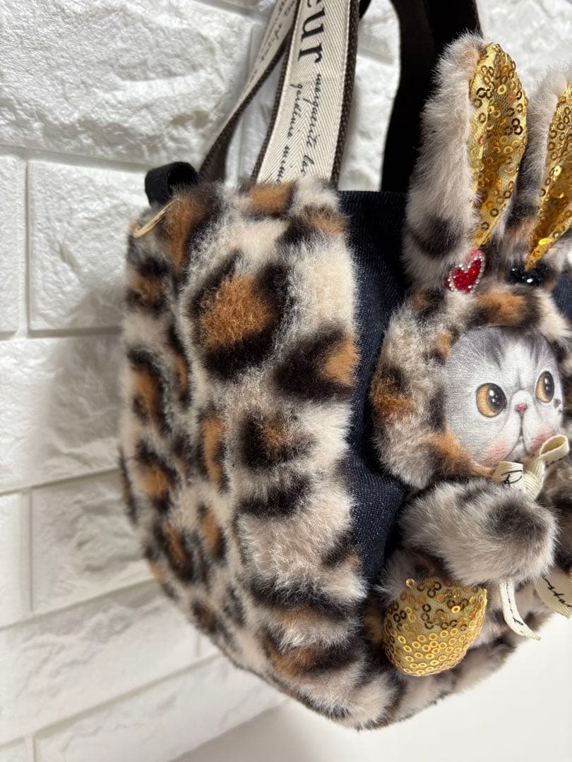 ゆ*ら様 コヤンイサムチョン　ハンドメイド　ファーミニバッグ　ヒョウ柄ベージュ