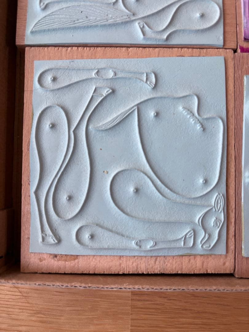 フランスアンティークスタンプ　ナタン社箱入りスタンプ7つセット