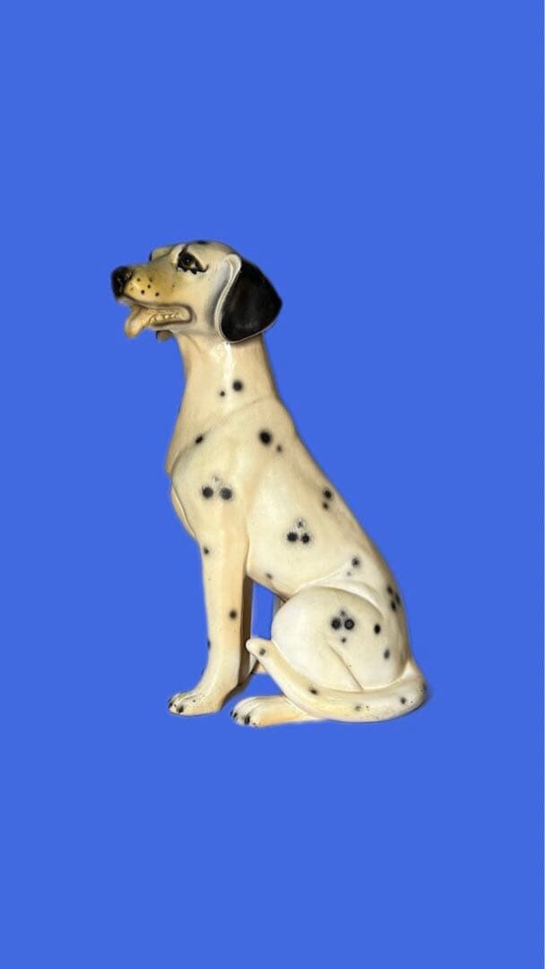 大型陶器犬置物 ダルメシアン風 高さ41cm 経年美 送料込み