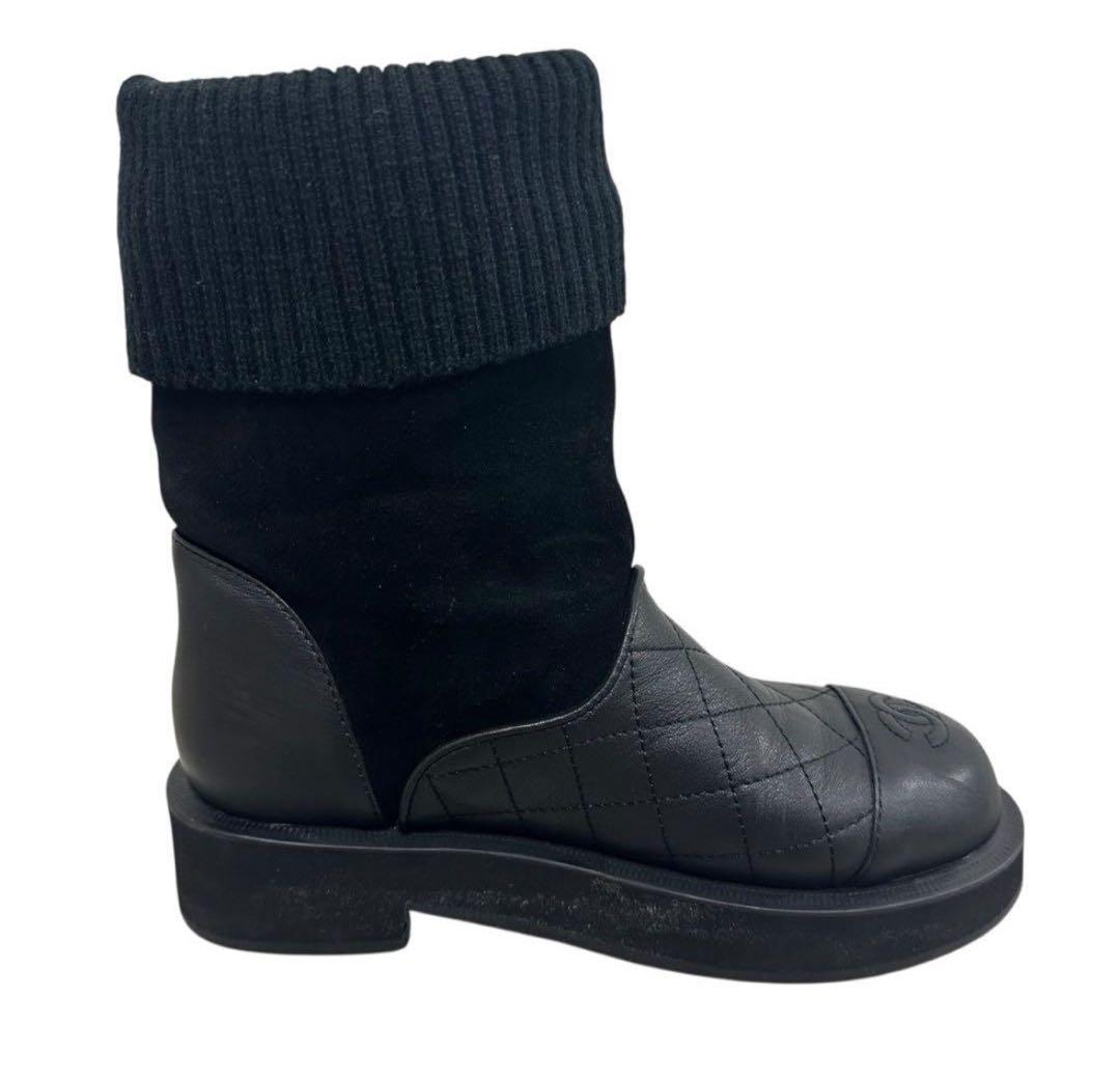 CHANEL シャネル　ブーツ　レザー ココマーク マトラッセ