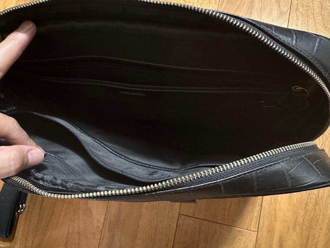 UNITED ARROWS クロコ型押し レザーブリーフケース ビジネスバッグ