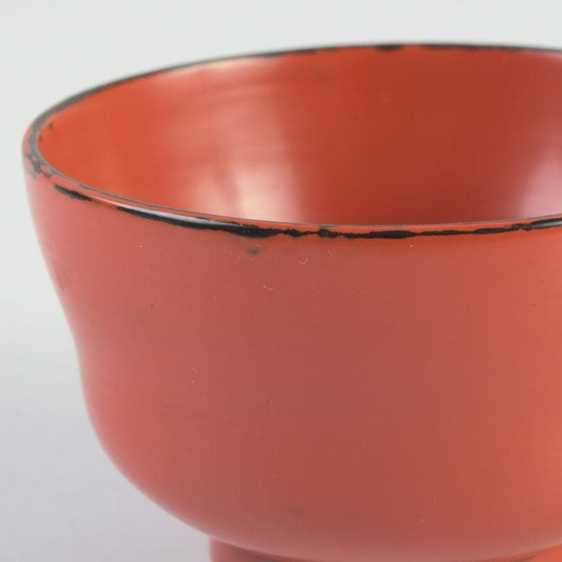 木地師　三代　村瀬治兵衛作　朱塗　盃　ぐい呑　共箱　V　9883