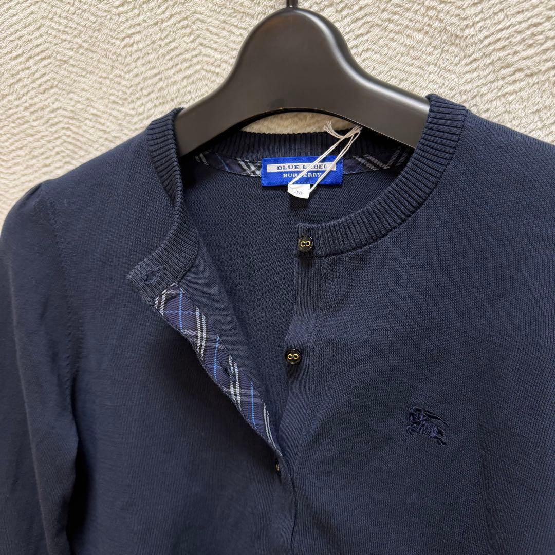 タグ付き新品未使用バーバリーブルーレーベル カーディガン 薄手コットン ネイビー