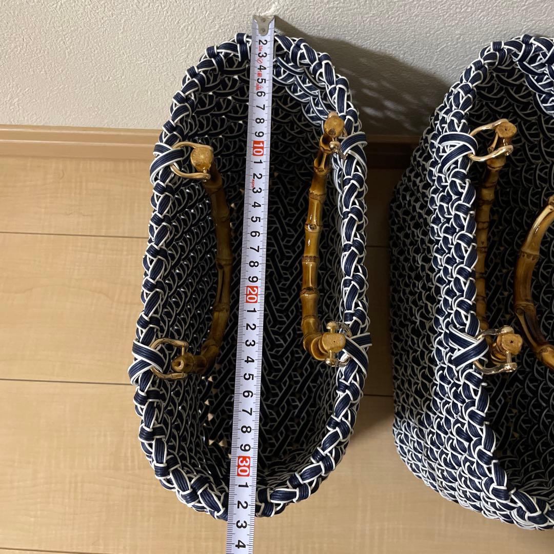 とわ　　花結び編みかごバッグ　3個セット