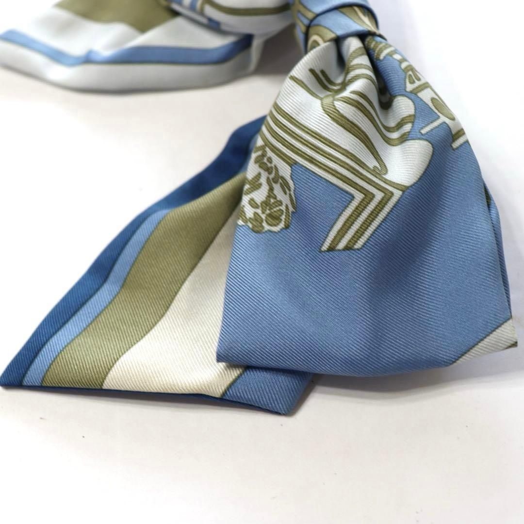 美品 HERMES エルメス リボン バレッタ シルク グルネル エクスリブス