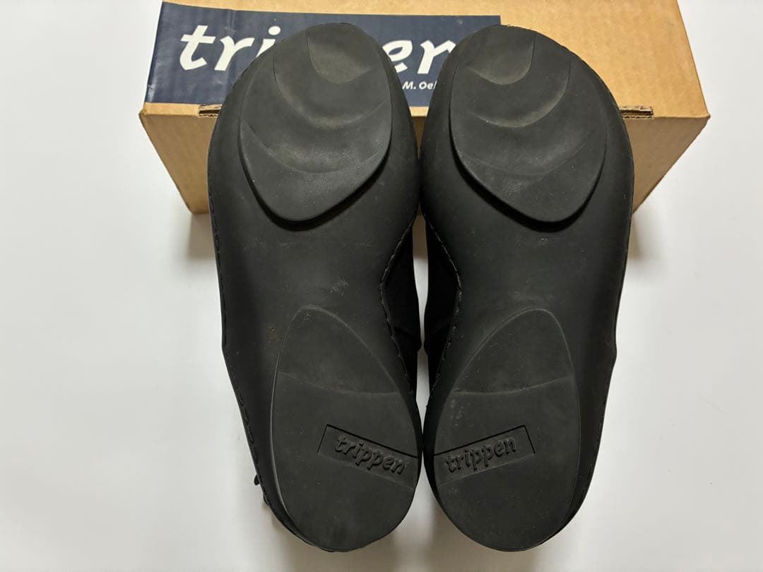 trippen ブラックレザーショートブーツ