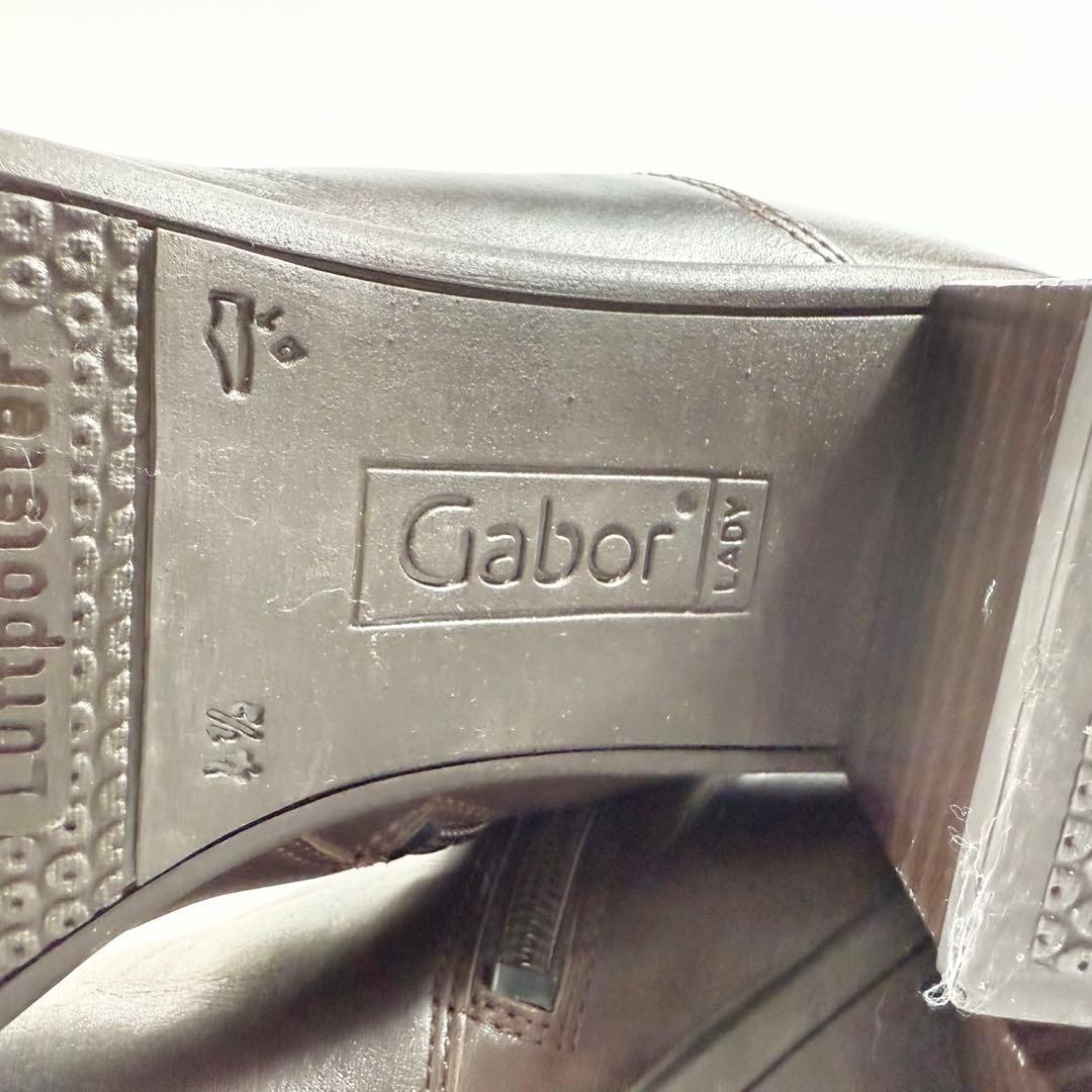 【美品】Gabor　ガボール　ロングブーツ 本革サイドジップ　スクエアトゥ　茶