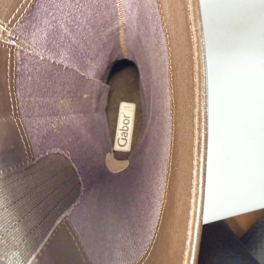 【美品】Gabor　ガボール　ロングブーツ 本革サイドジップ　スクエアトゥ　茶