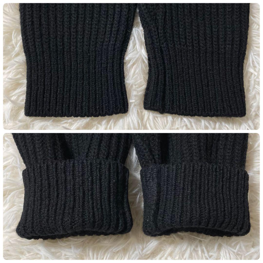 極美品 ワコマリア リブ編み クルーネックニット セーター ブラック M