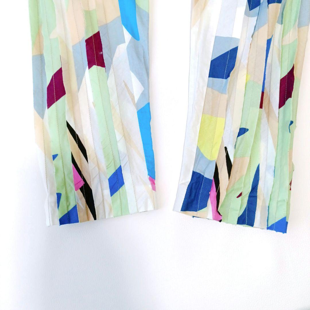 【HaaT ISSEY MIYAKE】長袖ブラウス　プリーツ　総柄　コットン　M