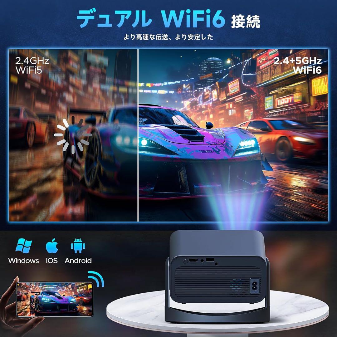 プロジェクター WiFi&Bluetooth 内蔵 自動台形補正 4K対応
