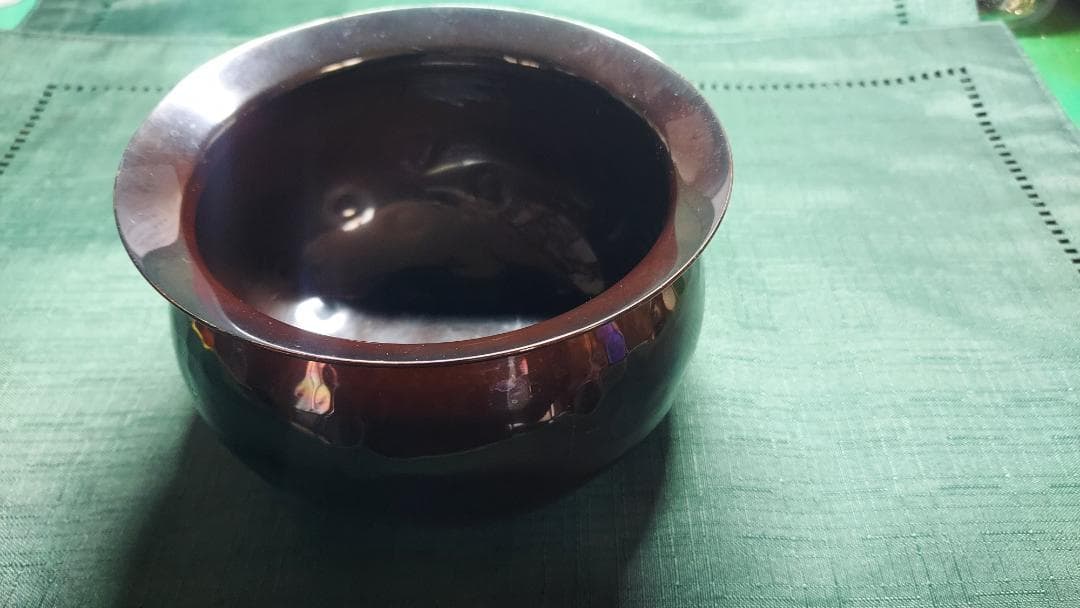 建水　エフゴ形　唐銅「不審庵」伝来形写　千家十職　中川浄益作　共箱　外箱