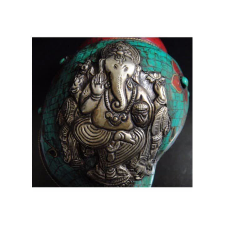 ◆チベット密教法具 法螺貝（シャンカ）ガネーシャ-D