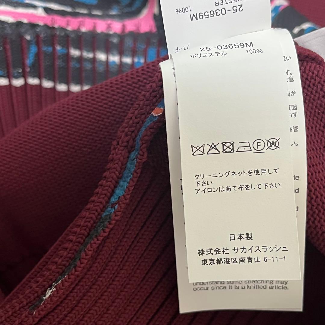 トップス sacai 25ss car race knit burgundy size 3