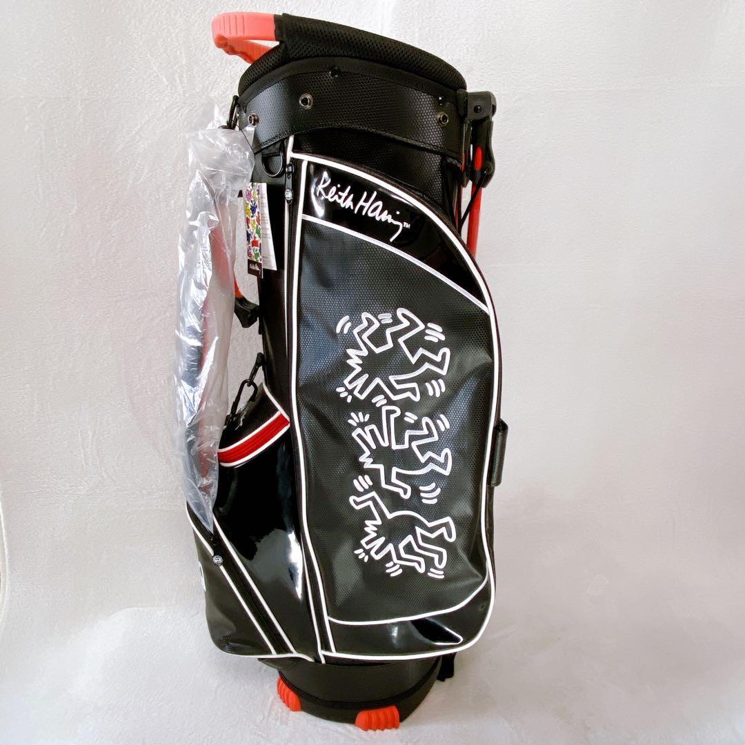 未使用　キースヘリング　スタンド付キャディバッグ　9型　ブラック　レッド　黒　赤
