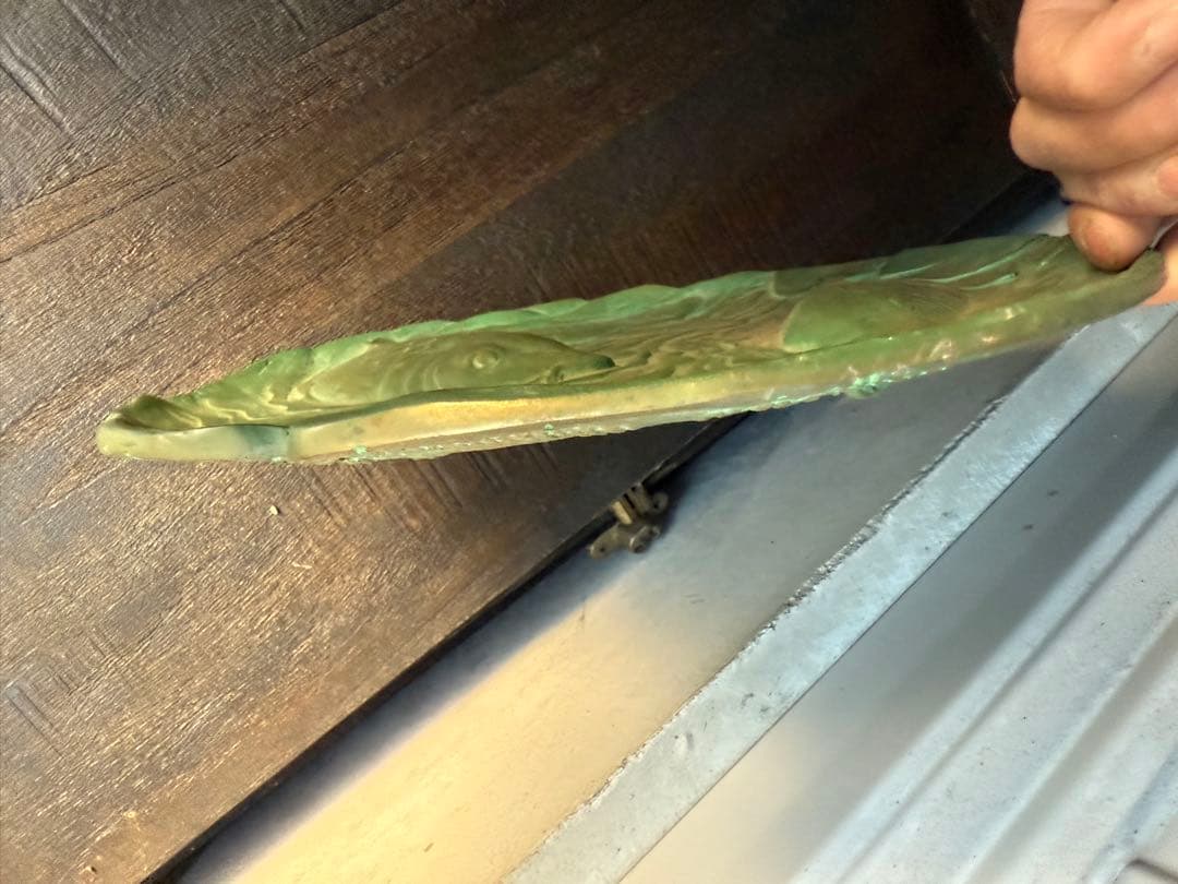 【美品】青銅　銅器　飾り皿　中国 鯉　銅製　工芸品　美術品 オブジェ　置物