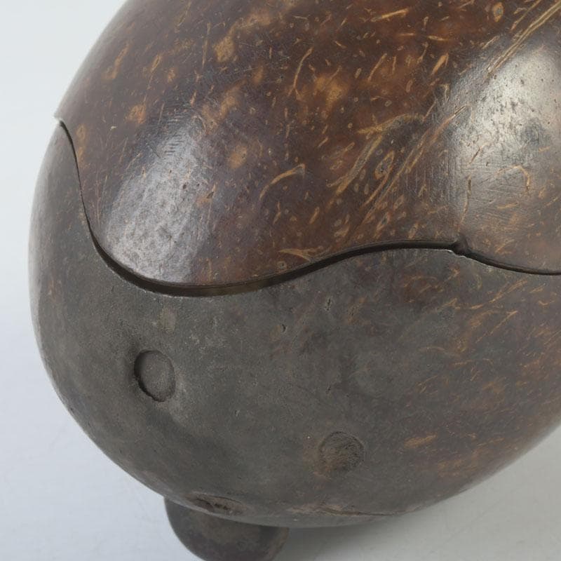 茶道具　椰子の実　内金溜　菓子器　時代箱　M　9853