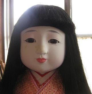 市松人形　赤総絞り着物　約52cm　難あり　日本人形・ひな祭り