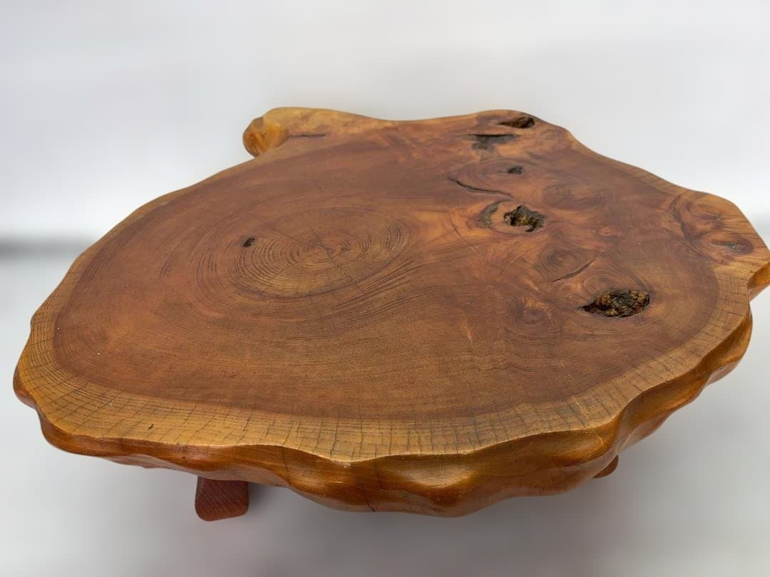 理逸作　 天然木 座卓 木製座卓 　一枚板　節あり　b008