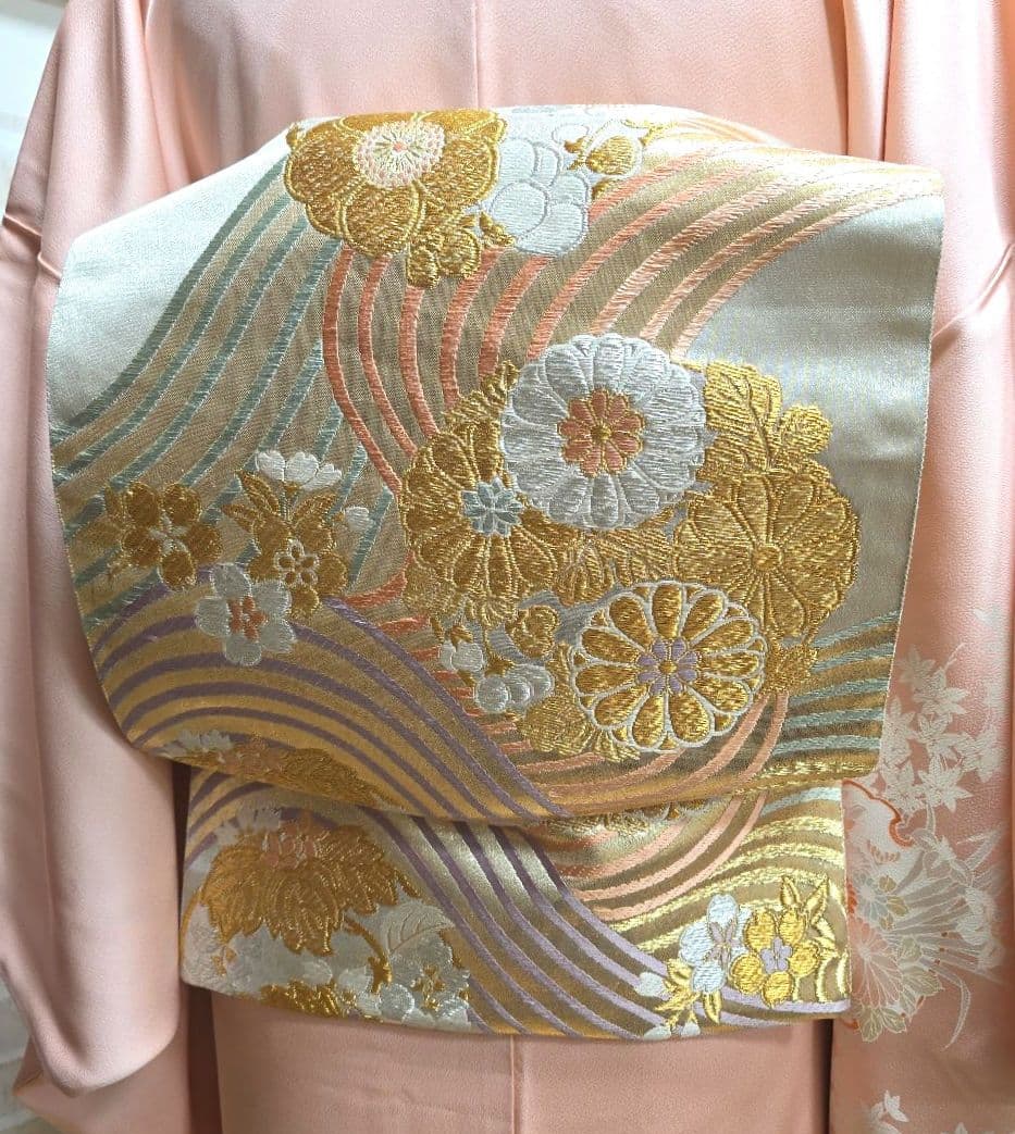 ～専用です～ピンク雪輪訪問着と袋帯・帯揚げ帯締めの4点フルセット