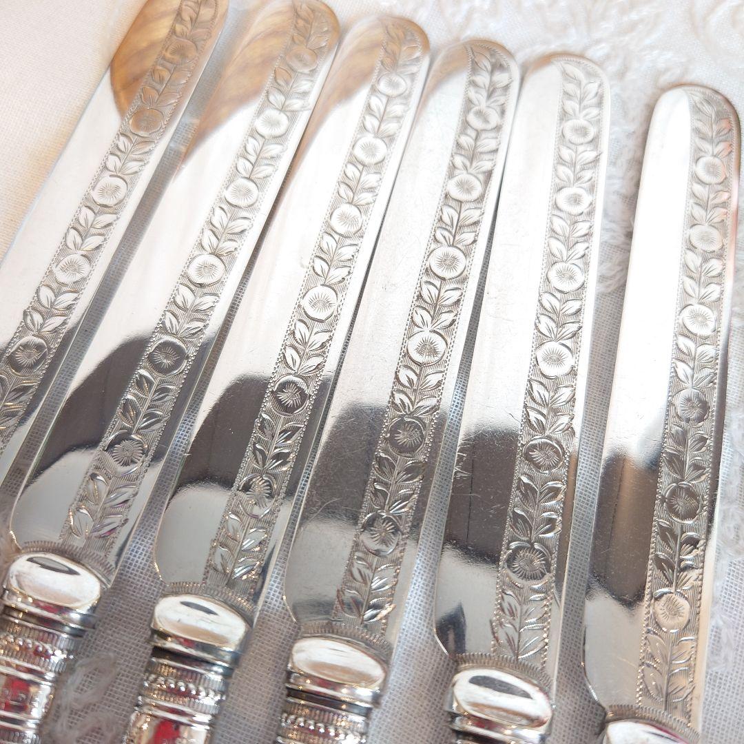 白蝶貝　カトラリーセット　純銀　マザーオブパール　ナイフ　フォーク　アンティーク