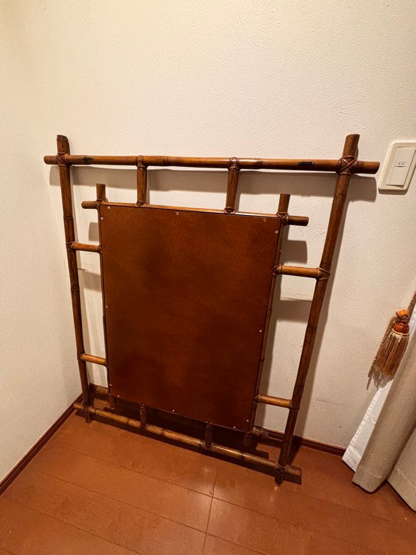 一点物♪アンティーク・バンブーミラー　壁掛け竹製鏡