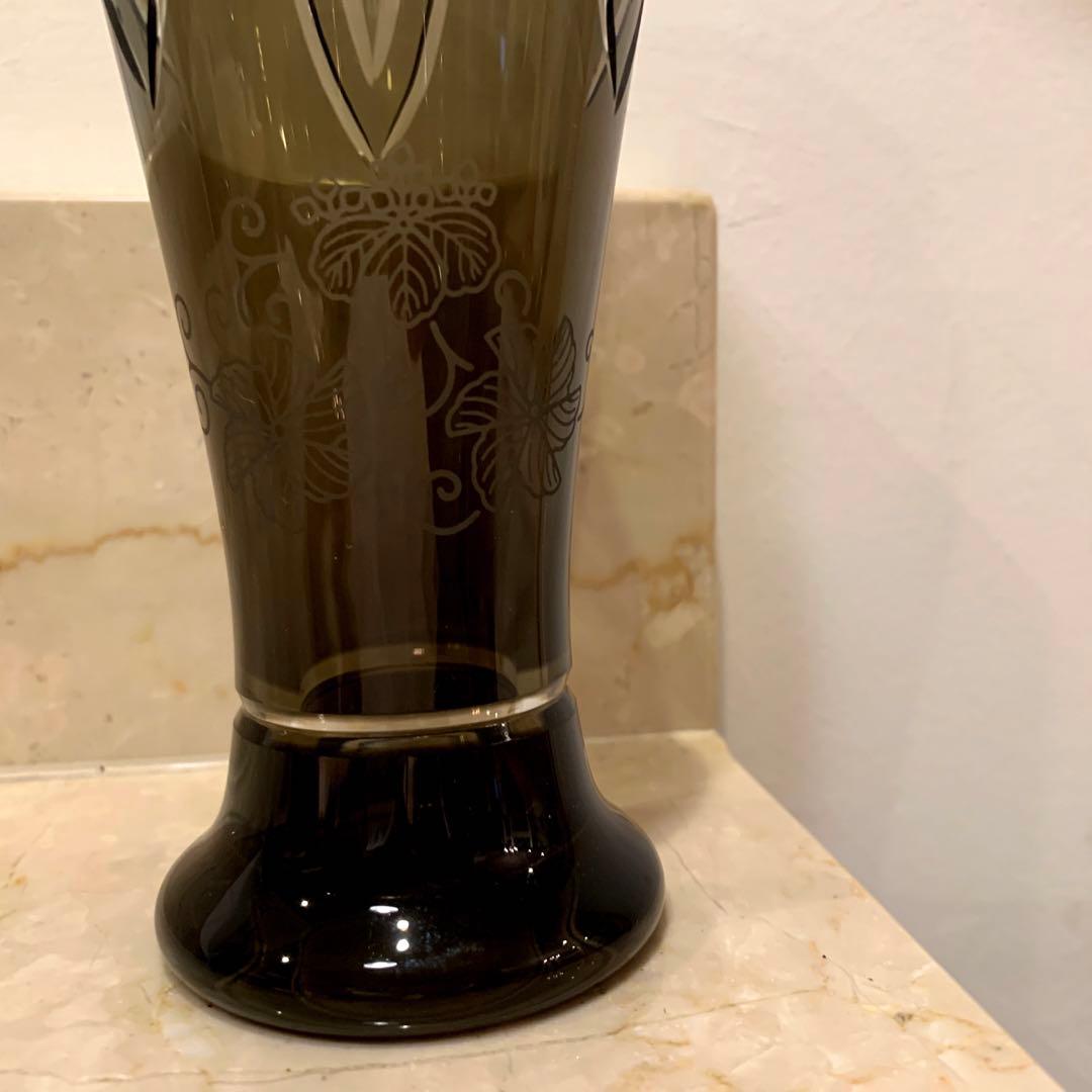 【miumiu88さま限定】クリスタル江戸切子 花瓶 黒色 カガミクリスタル