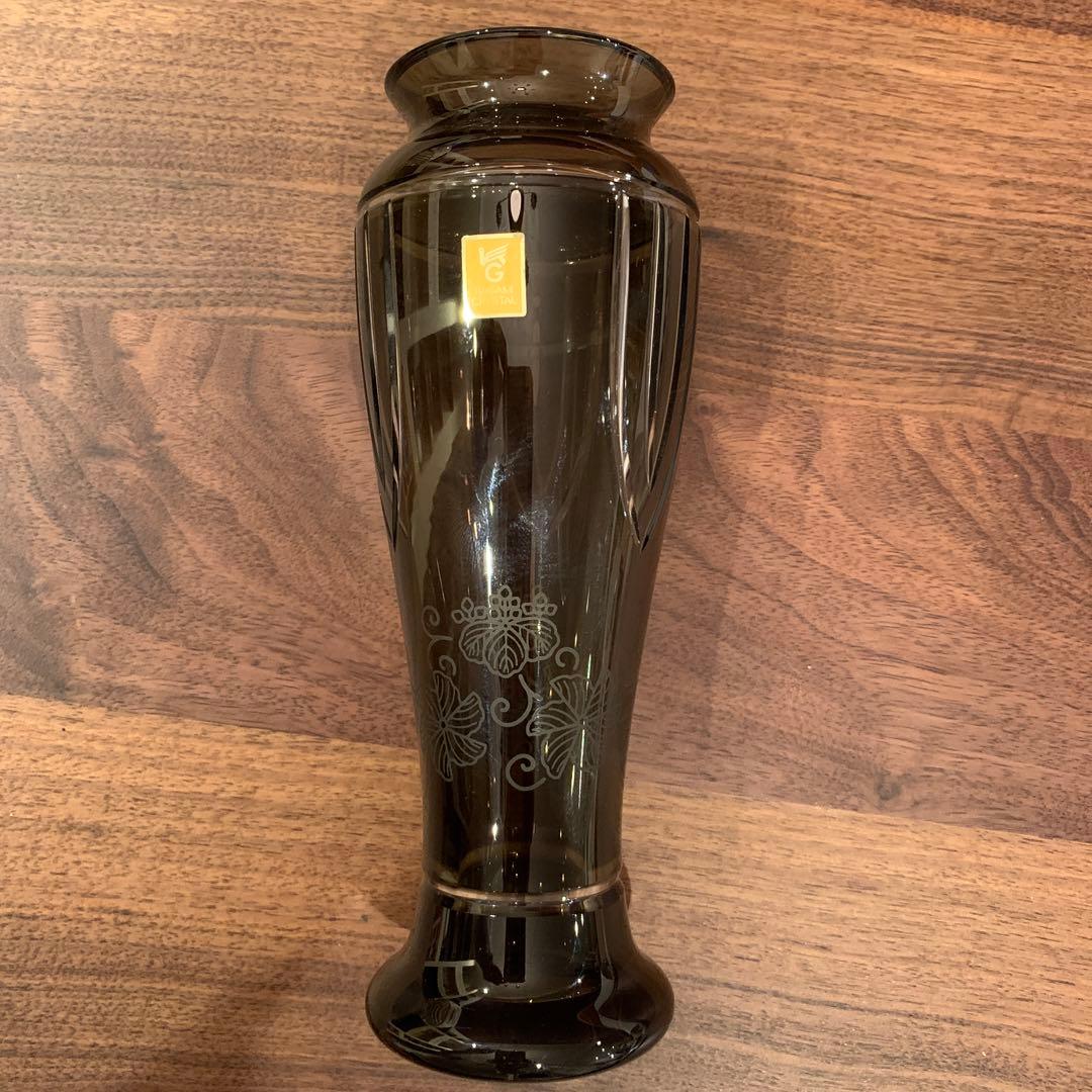 【miumiu88さま限定】クリスタル江戸切子 花瓶 黒色 カガミクリスタル