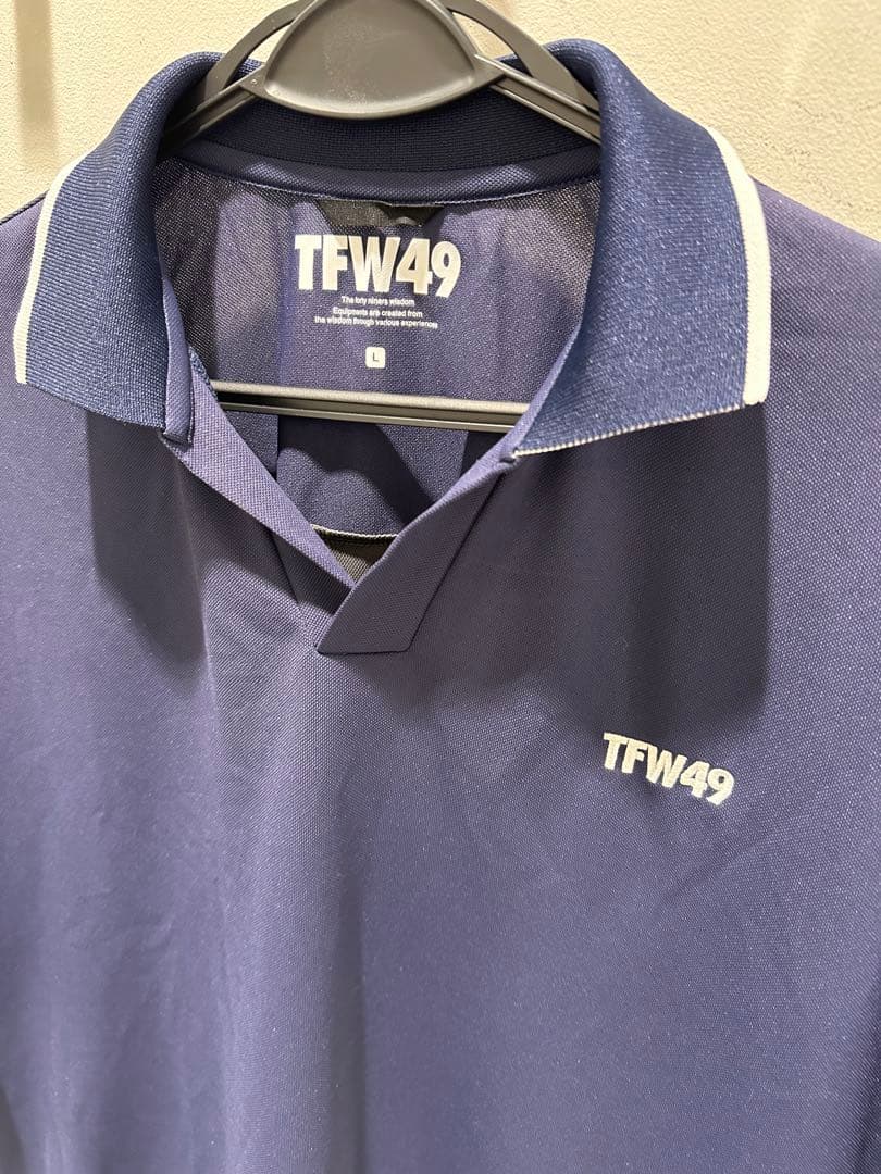 TFW49 ネイビー スキッパーポロシャツ　サイズL