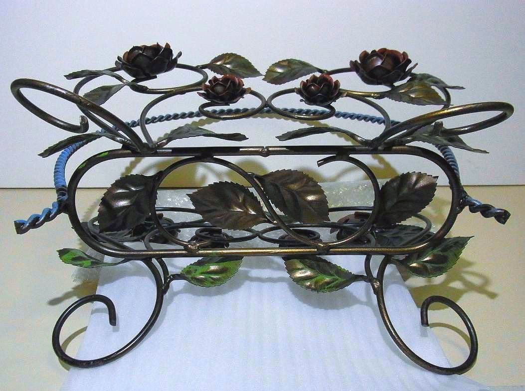 正規品 輸入雑貨 イタリア製品 ヨーロピアン ローズ アイアン マガジンラック