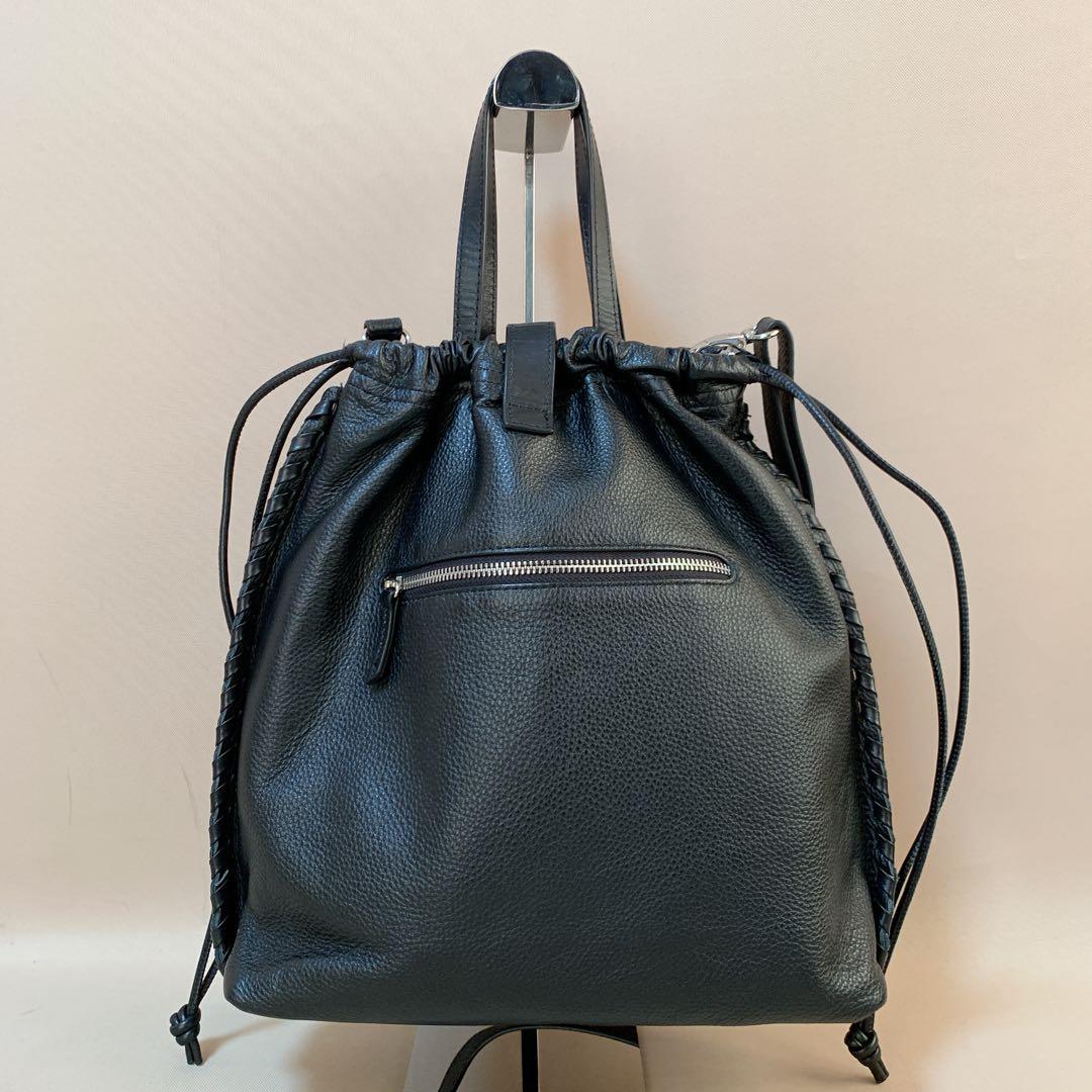 ear PAPILLONNER バックル巾着ショルダーバッグ　Lサイズ 黒