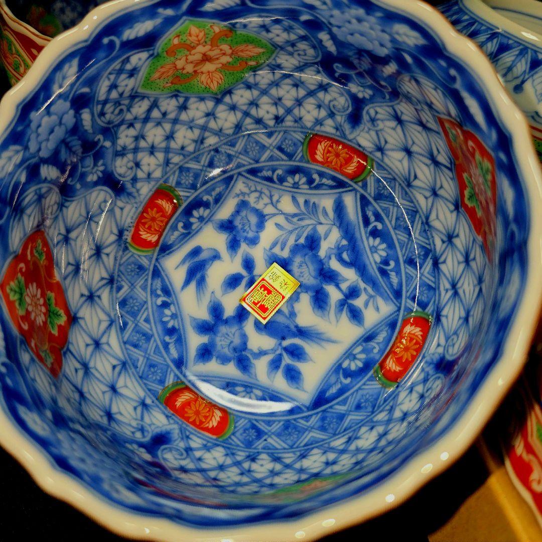 庫山窯　前畑陶器　染錦花鳥小鉢　5個