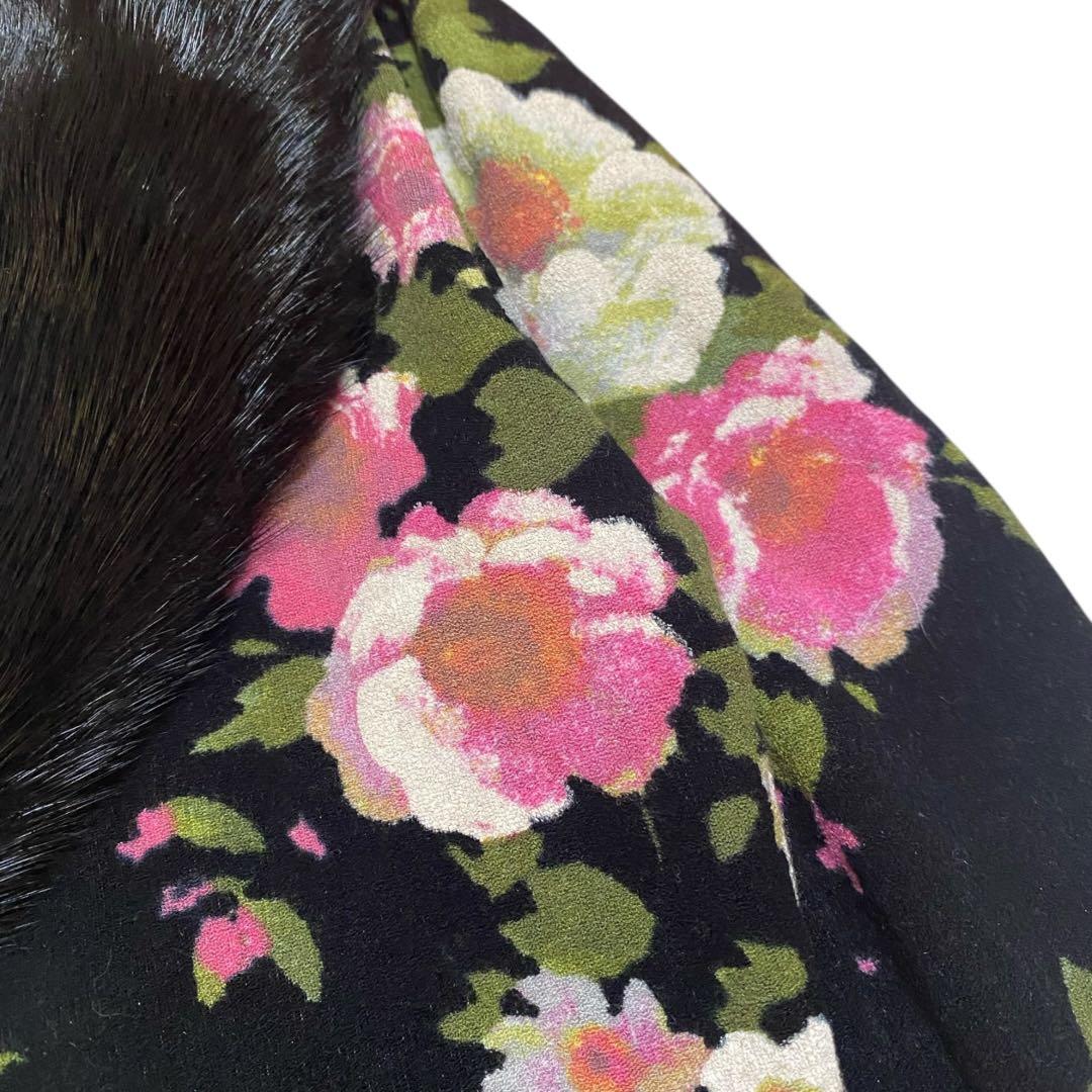未使用品　Blumarine ブルマリン　フラワープリント　シルク　ミンクファー